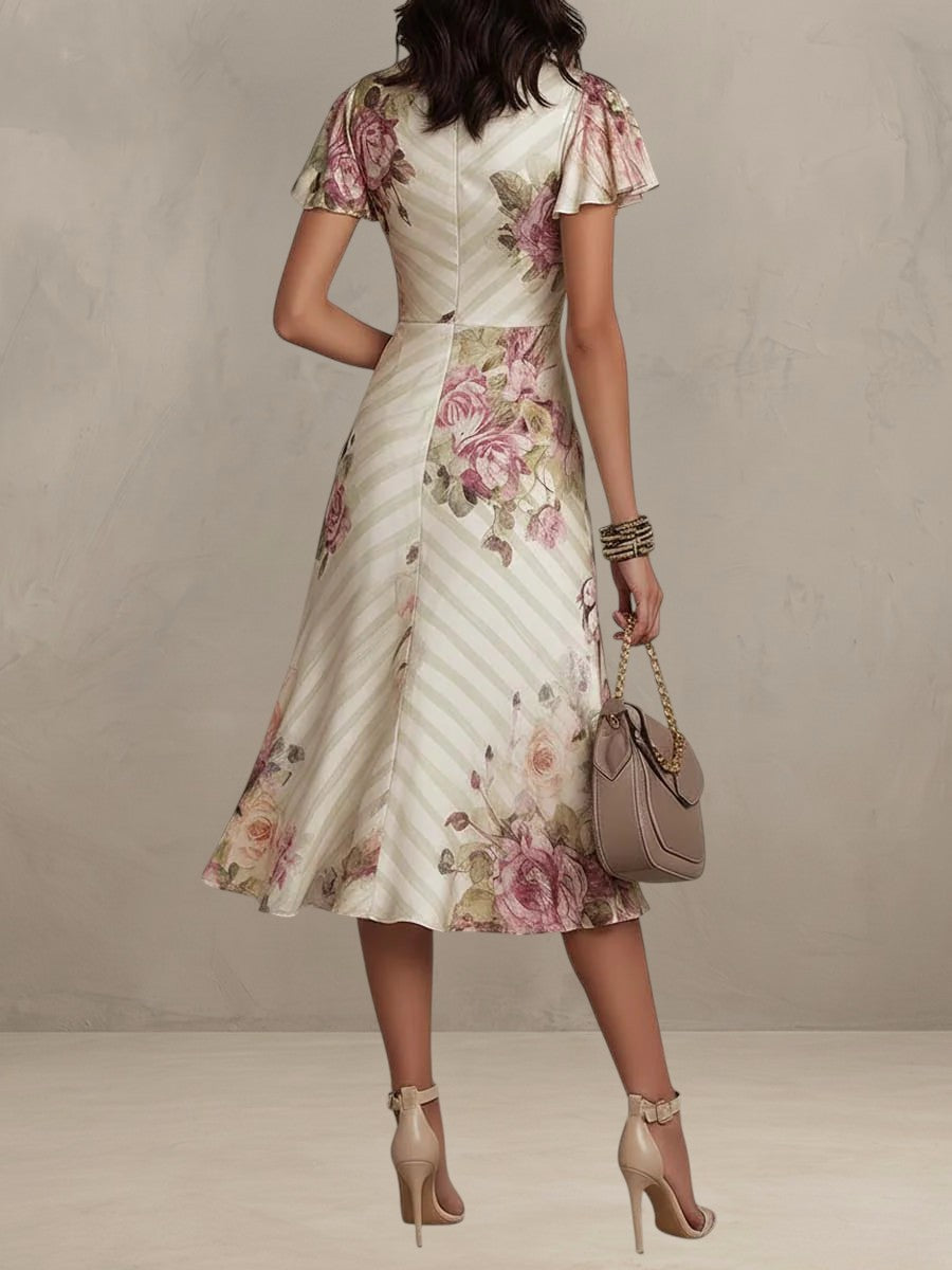 ALBA | ELEGANTE ABITO MIDI FLOREALE RETRO