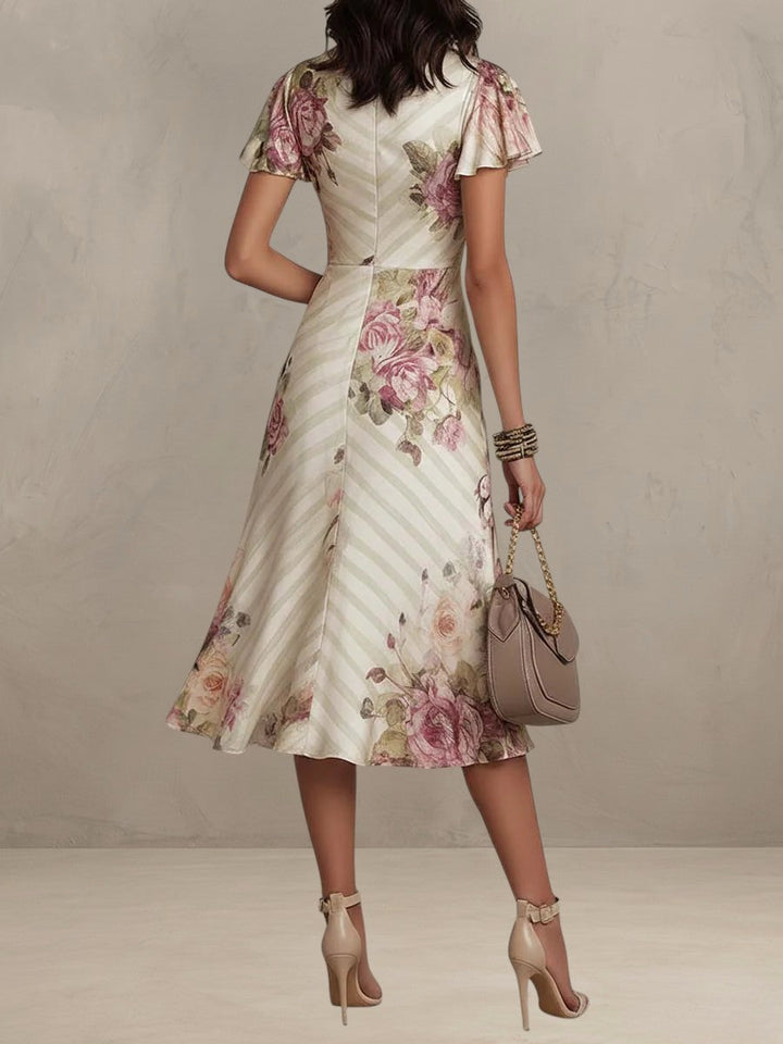 ALBA | ELEGANTE ABITO MIDI FLOREALE RETRO