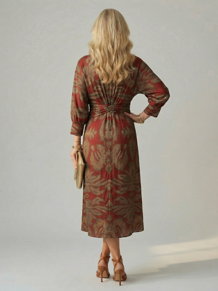 LUNE | ABITO MIDI CON WRAP NATURALE