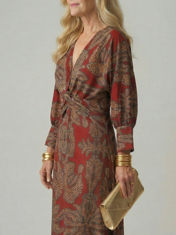 LUNE | ABITO MIDI CON WRAP NATURALE