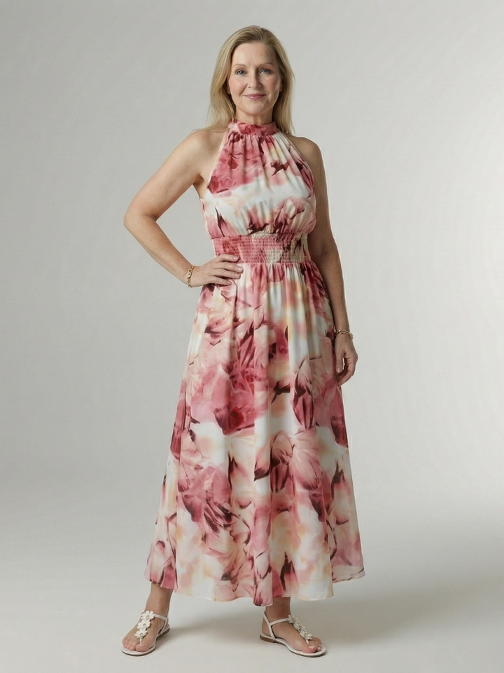 SYLIN | ABITO MIDI CON COLLO HALTER ARRICCIATO