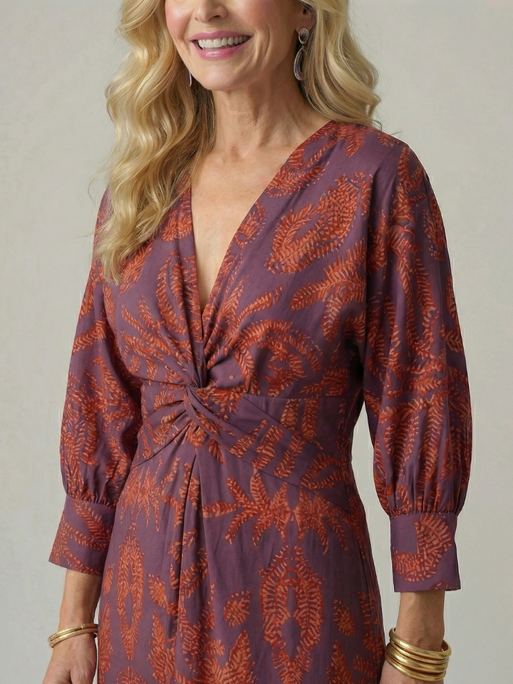 LUNE | ABITO MIDI CON WRAP NATURALE