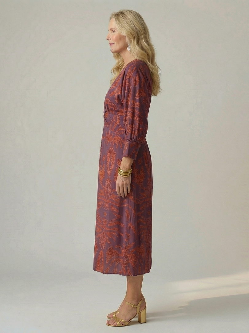 LUNE | ABITO MIDI CON WRAP NATURALE