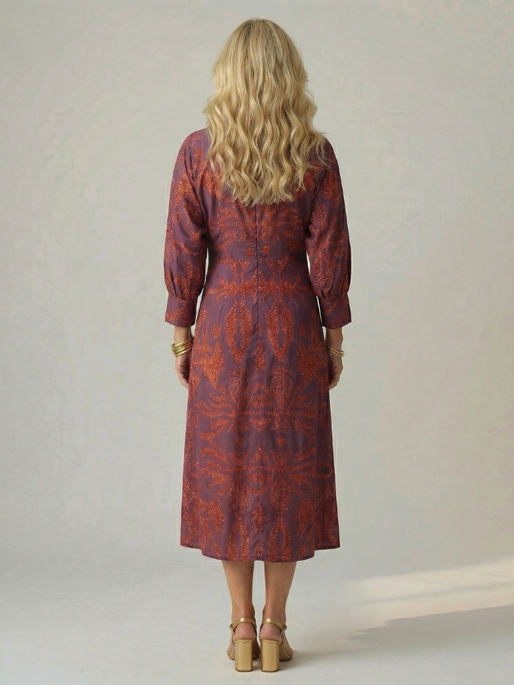 LUNE | ABITO MIDI CON WRAP NATURALE