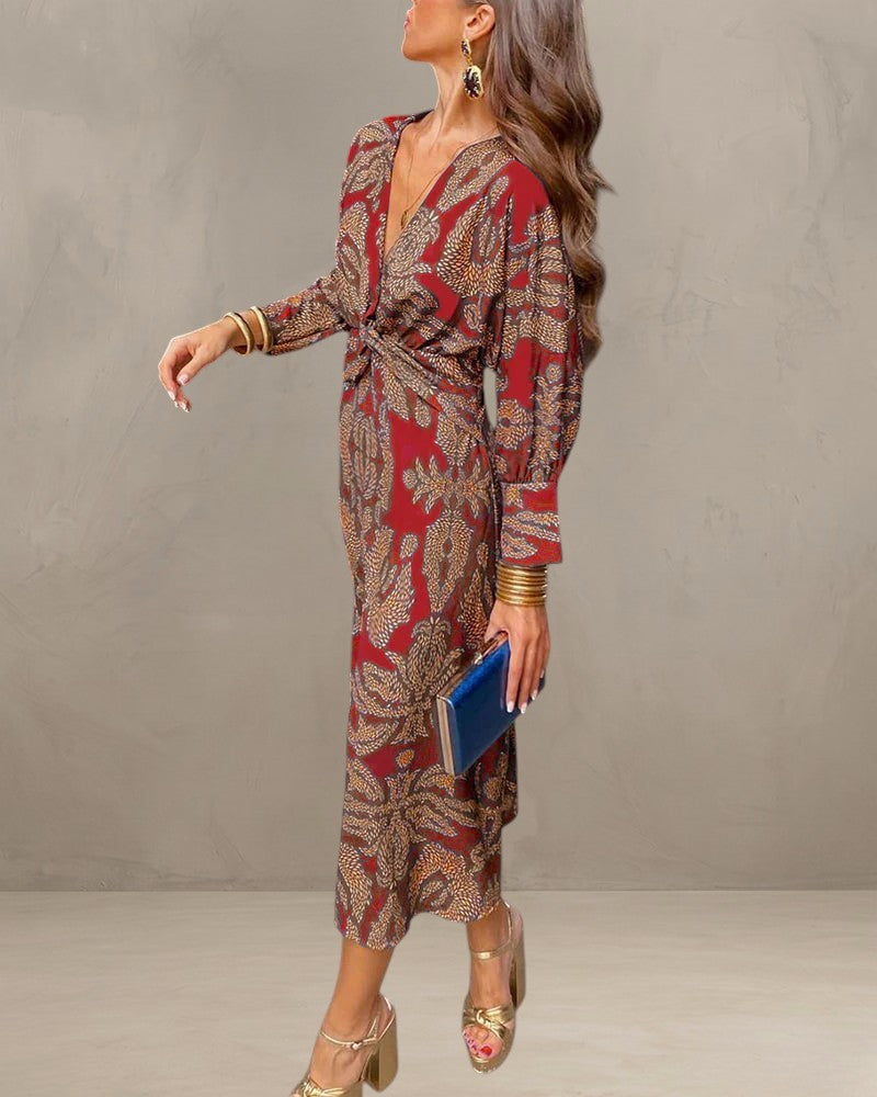 MINA | ABITO ELEGANTE CON MANICHE LUNGHE E STAMPA FLOREALE