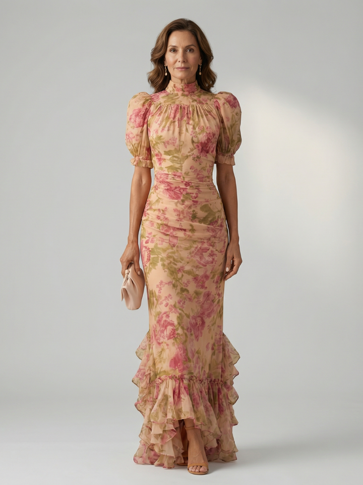 VIANNE | ABITO MAXI CON COLLO ALTO DELICATO