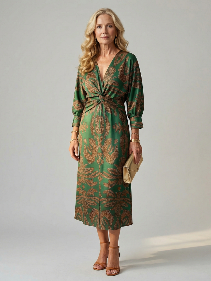 LUNE | ABITO MIDI CON WRAP NATURALE