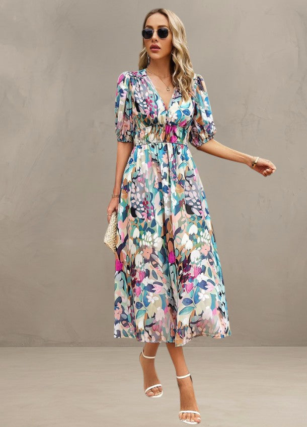 ASTELLA | ABITO MIDI FLOREALE CHE SLANCIA