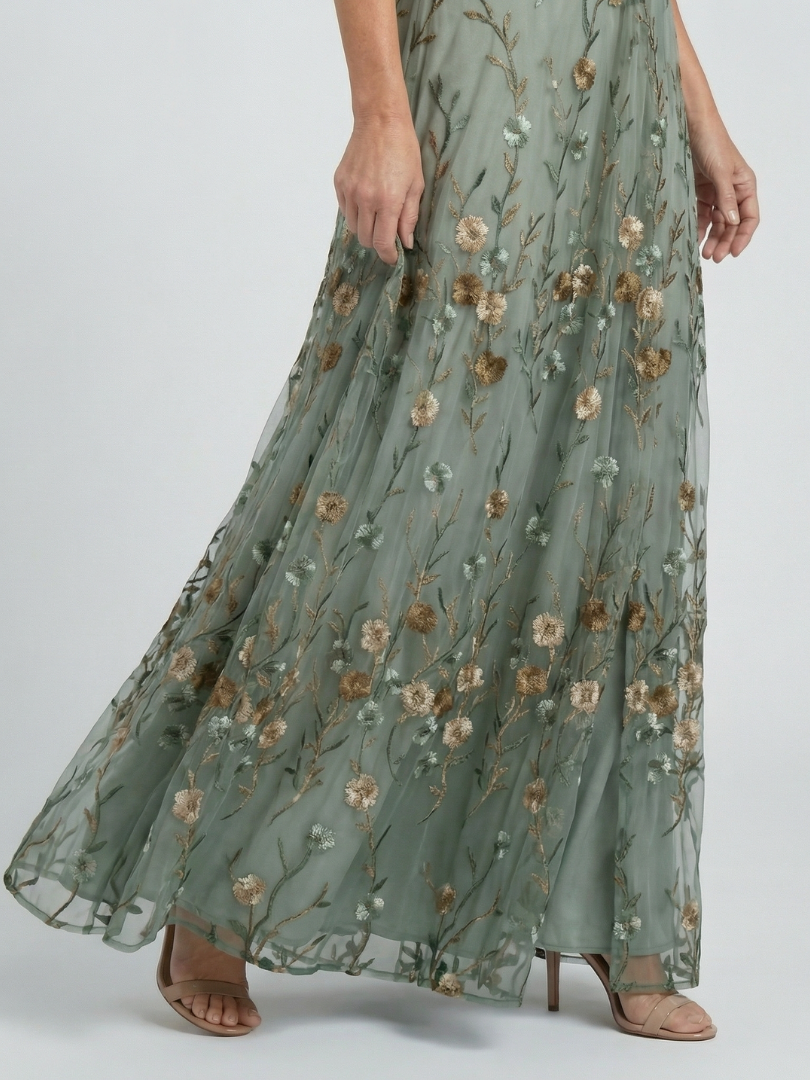 SELORA | ABITO MAXI A FIORI CON COLLO HALTER