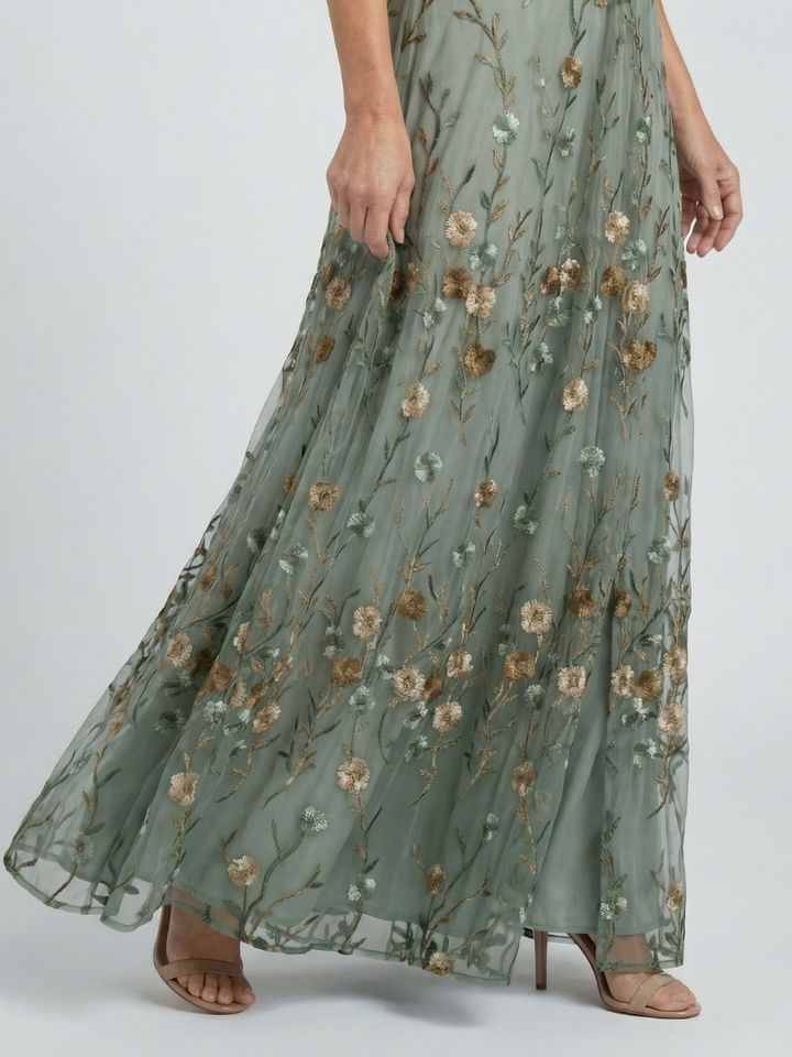 SELORA | ABITO MAXI A FIORI CON COLLO HALTER