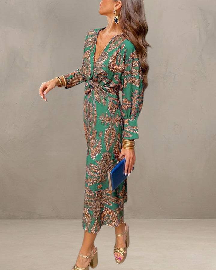 MINA | ABITO ELEGANTE CON MANICHE LUNGHE E STAMPA FLOREALE