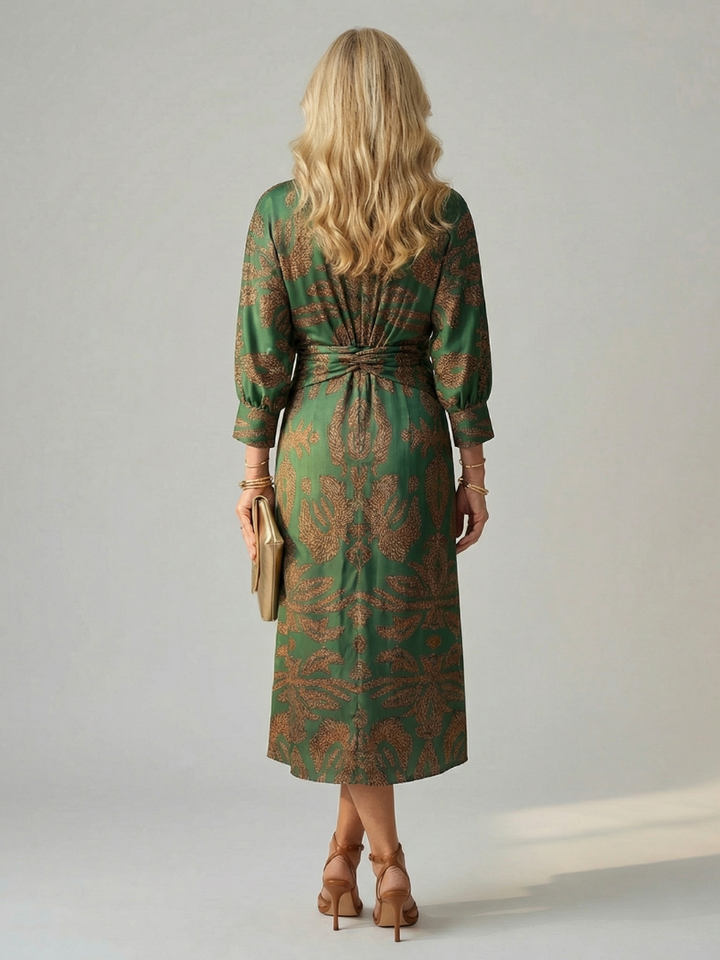 LUNE | ABITO MIDI CON WRAP NATURALE