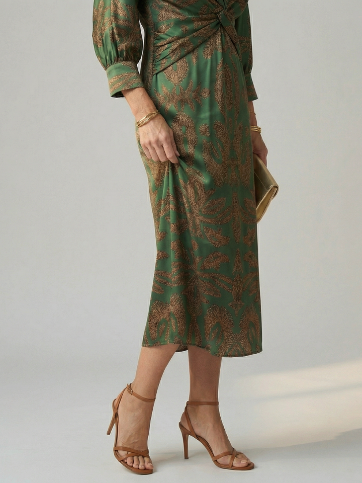 LUNE | ABITO MIDI CON WRAP NATURALE