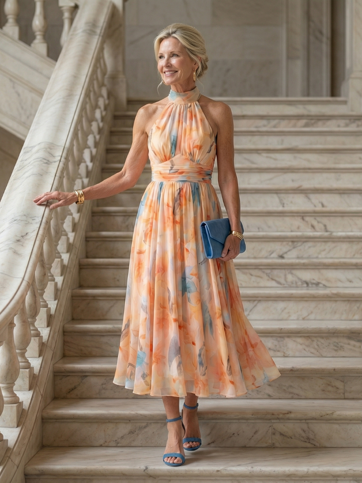 ELIN | ABITO MIDI CON COLLO ALL'AMERICANA
