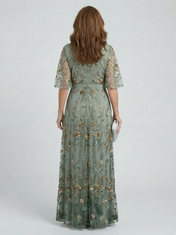 SELORA | ABITO MAXI A FIORI CON COLLO HALTER