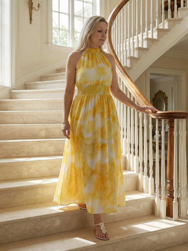 SYLIN | ABITO MIDI CON COLLO HALTER ARRICCIATO