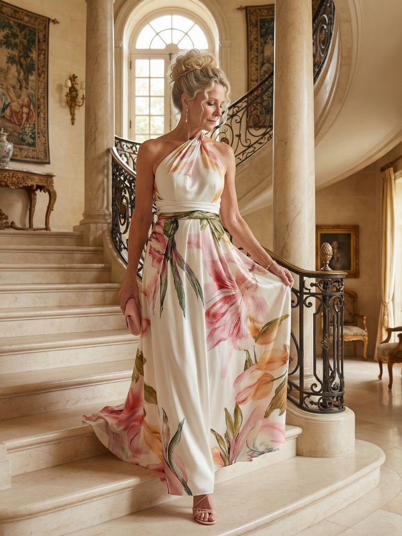 AMIEL | ABITO MAXI FIORITO LEGGERO