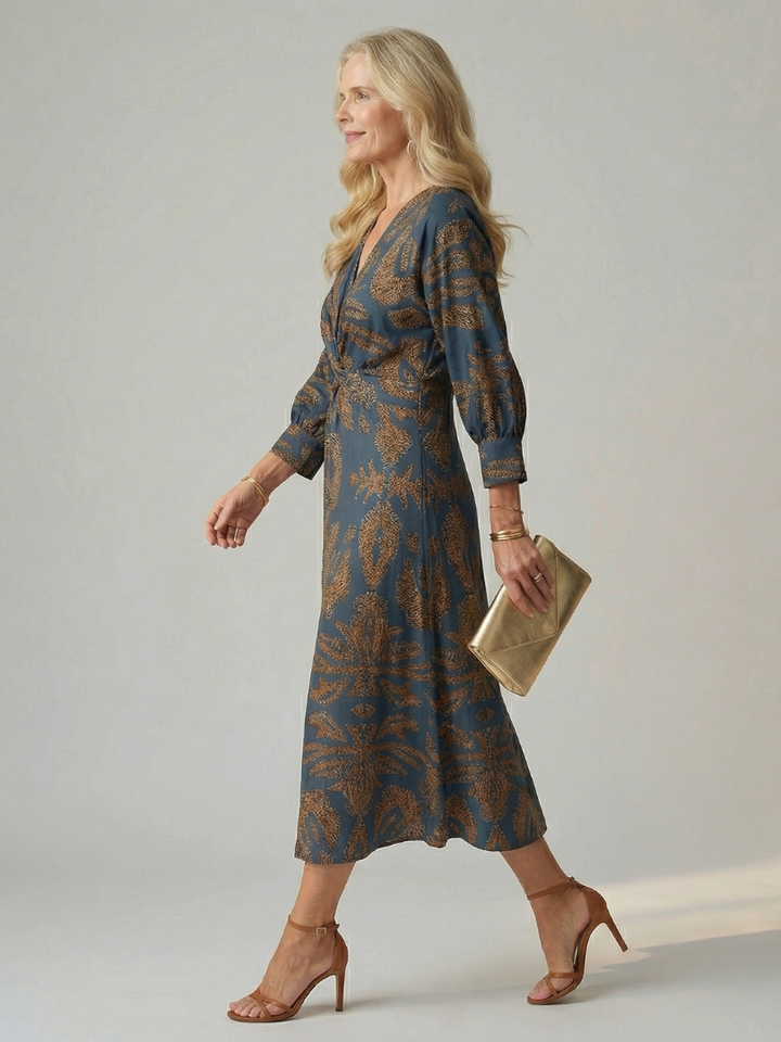 LUNE | ABITO MIDI CON WRAP NATURALE