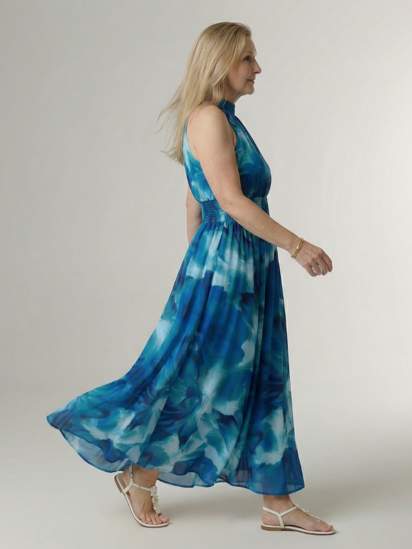 SYLIN | ABITO MIDI CON COLLO HALTER ARRICCIATO