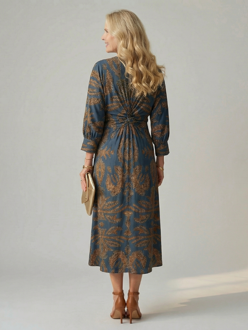 LUNE | ABITO MIDI CON WRAP NATURALE