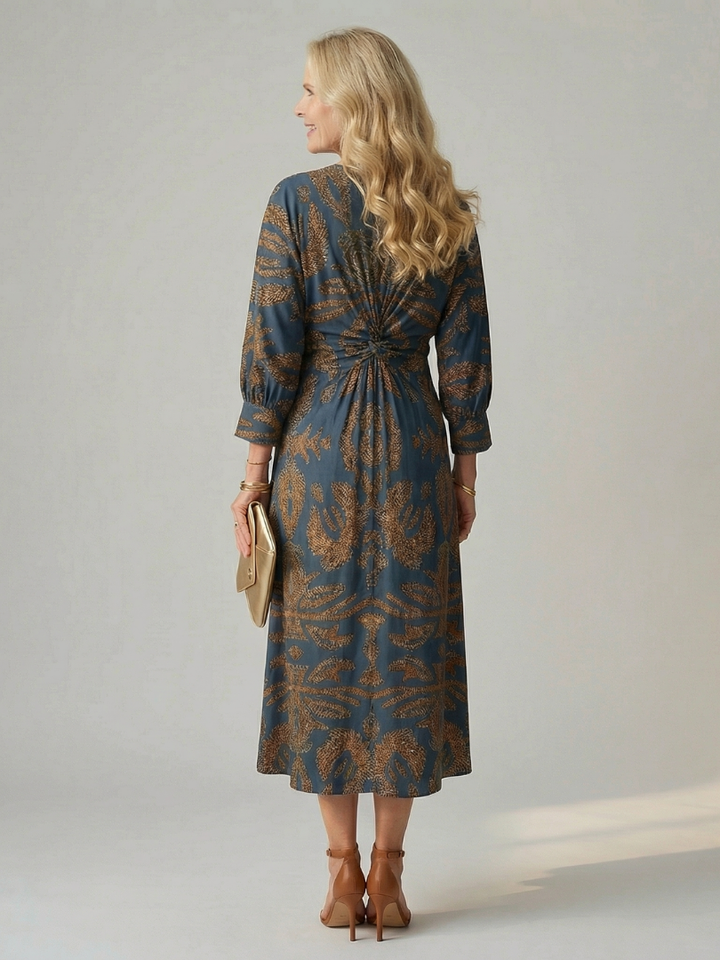LUNE | ABITO MIDI CON WRAP NATURALE