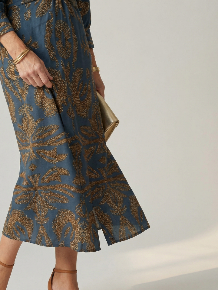 LUNE | ABITO MIDI CON WRAP NATURALE