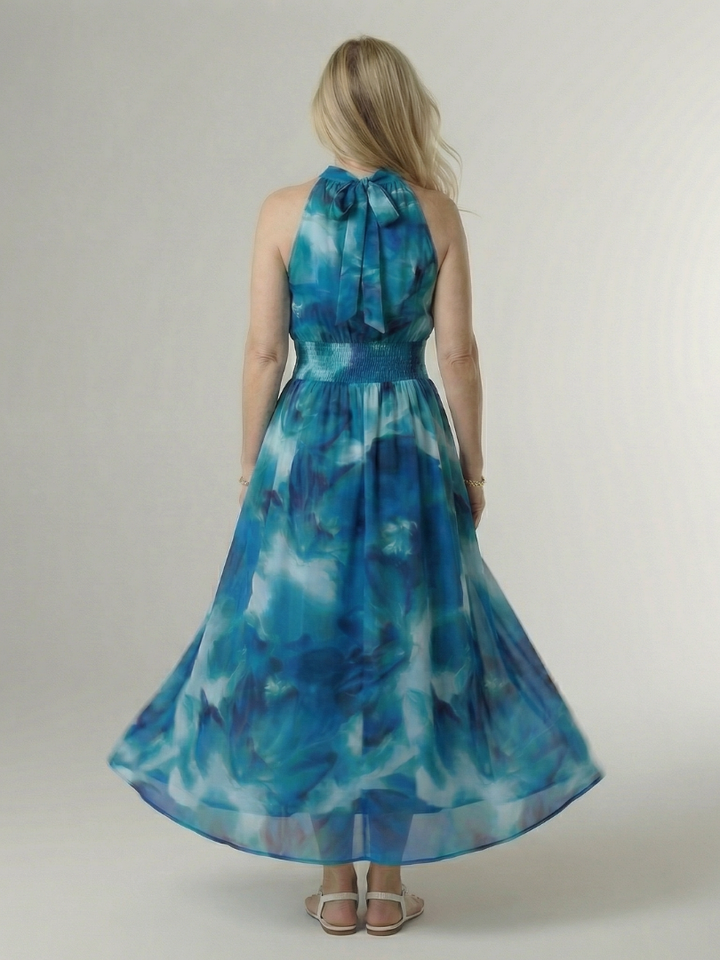 SYLIN | ABITO MIDI CON COLLO HALTER ARRICCIATO