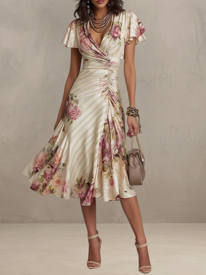 ALBA | ELEGANTE ABITO MIDI FLOREALE RETRO