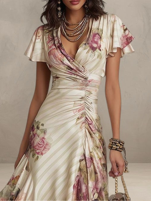 ALBA | ELEGANTE ABITO MIDI FLOREALE RETRO