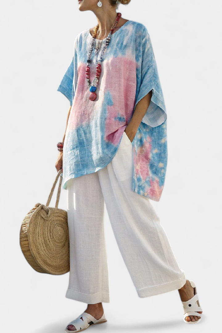 VANTREL | TOP IN LINO COMODO E RILASSATO & PANTALONI A RIGHE IN BAMBOO