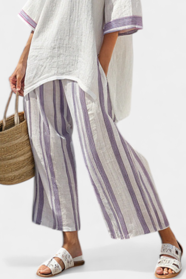 LUXMERE | BLUSA COMODA E RILASSATA & PANTALONI IN BAMBOO A RIGHE