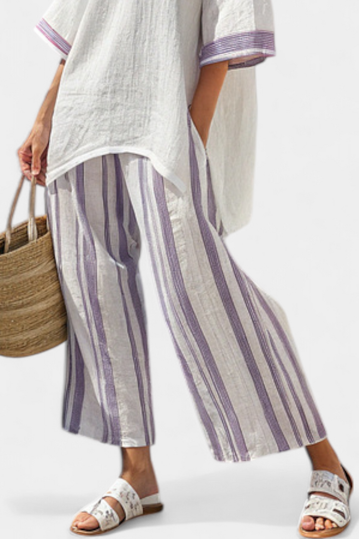 LUXMERE | BLUSA COMODA E RILASSATA & PANTALONI IN BAMBOO A RIGHE