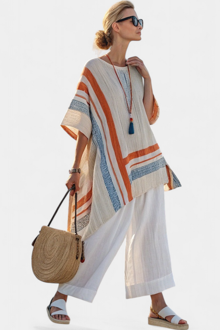 CAEVAN | BLUSA ASIMMETRICA SOPHISTICATA & PANTALONI IN LINO A Gamba Larga
