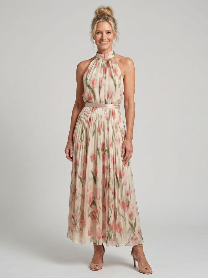 AURELLE | ABITO MIDI FLOREALE CON COLLO HALTER
