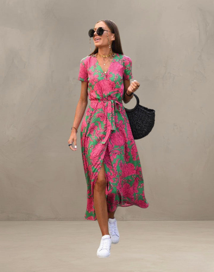 AMELIA | ABITO V-NECK COLORATO