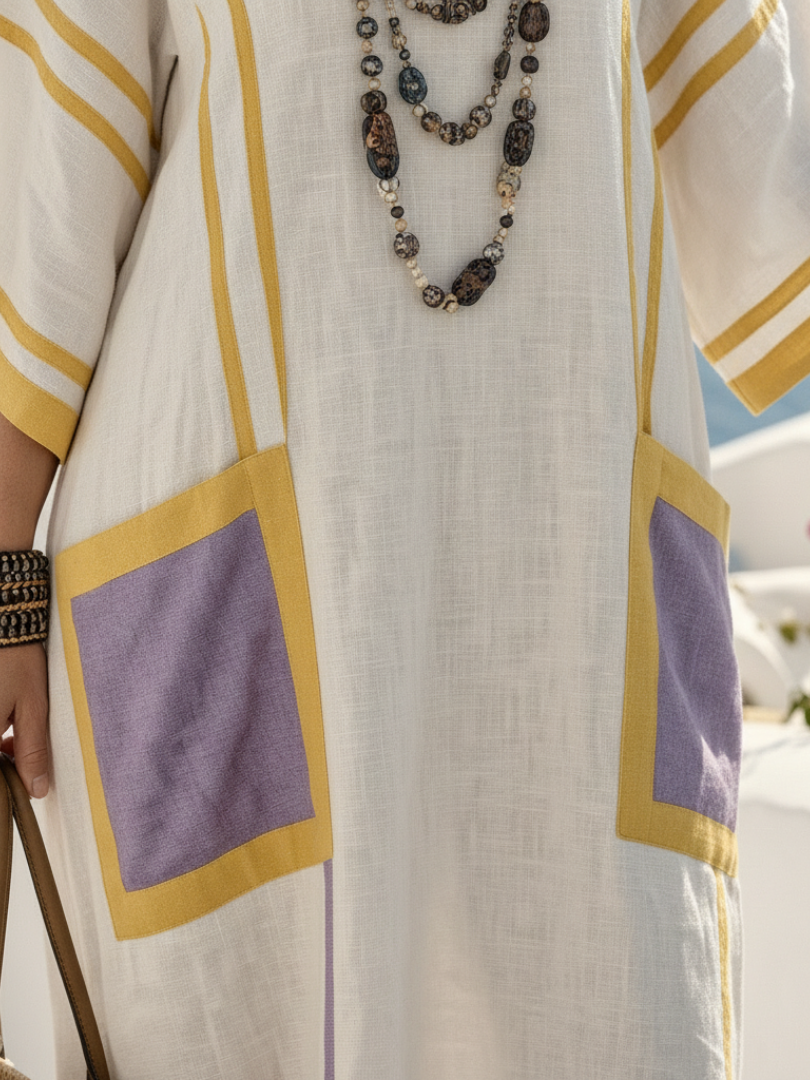 ZAFIRA | ABITO MAXI CON SCOLLO A V E MANICHE COURT