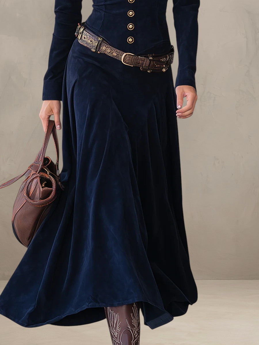 DANIA | ABITO MIDI IN SUEDE CON BOTTONI