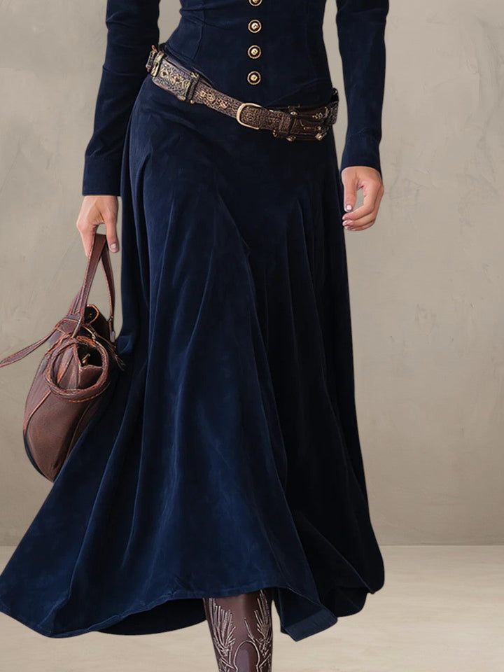 DANIA | ABITO MIDI IN SUEDE CON BOTTONI