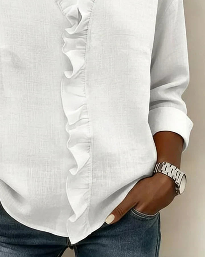 MALIYA | BLUSA CON VOLANT E SCOLLO A V