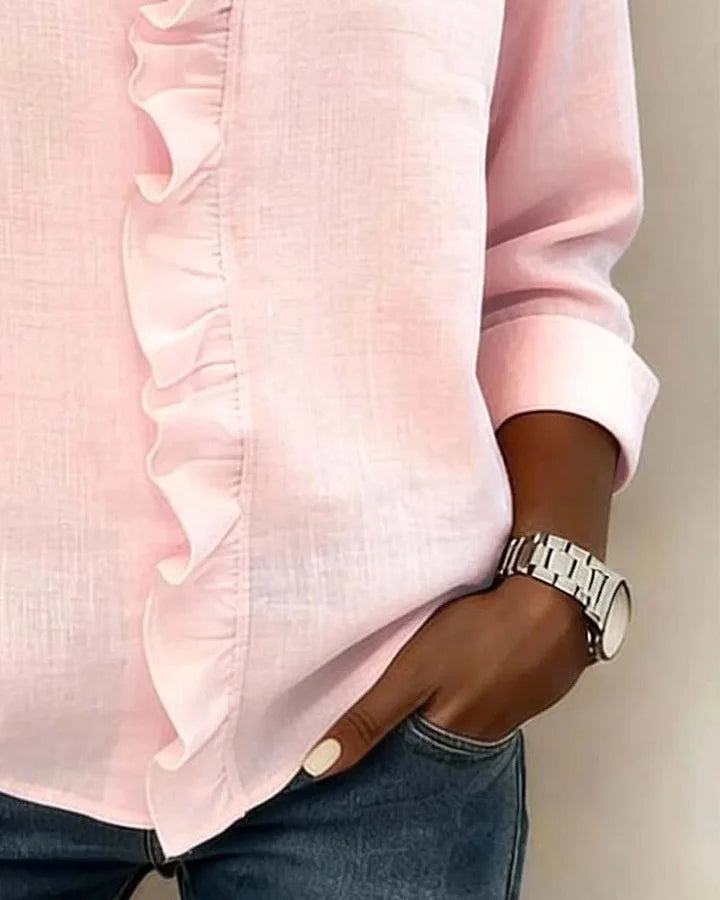 MALIYA | BLUSA CON VOLANT E SCOLLO A V