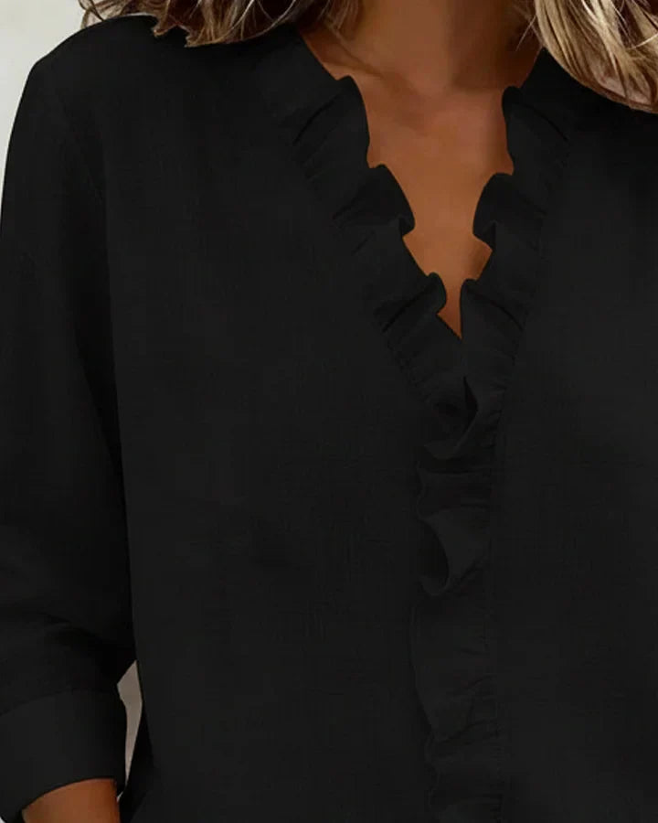 MALIYA | BLUSA CON VOLANT E SCOLLO A V