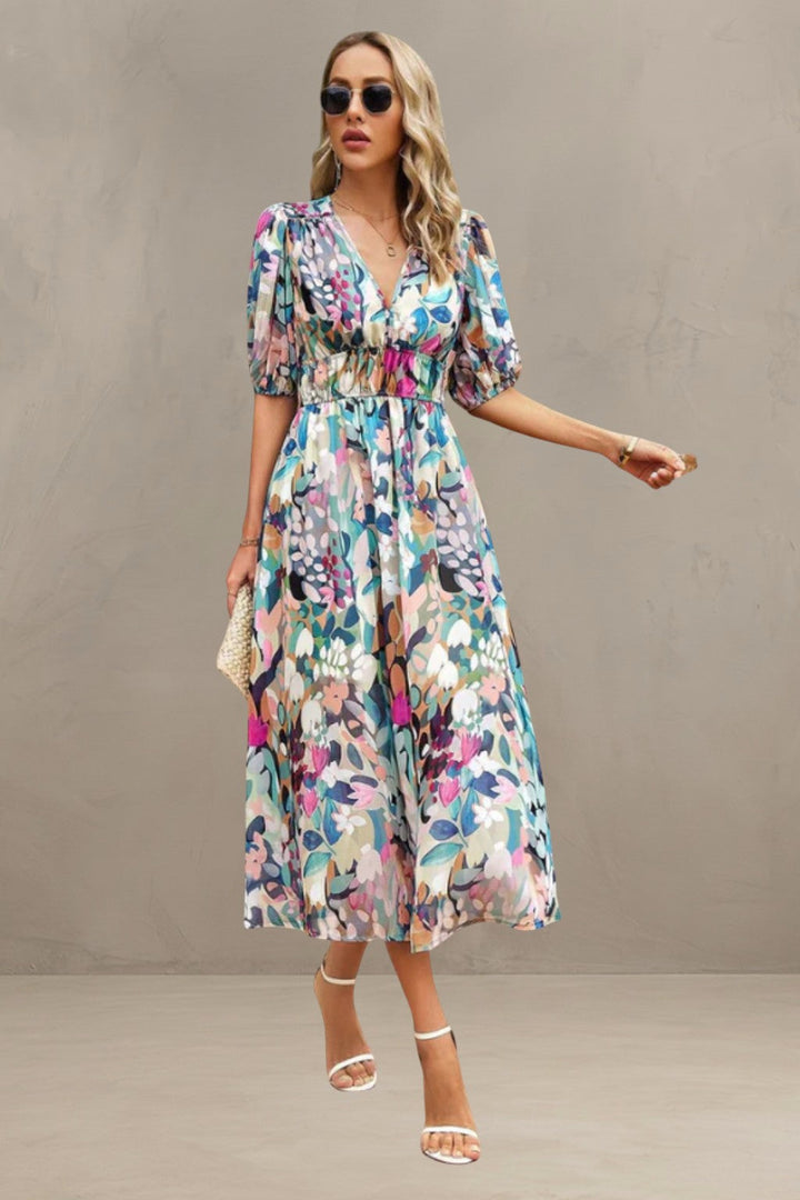 ASTELLA | ABITO MIDI FLOREALE CHE SLANCIA