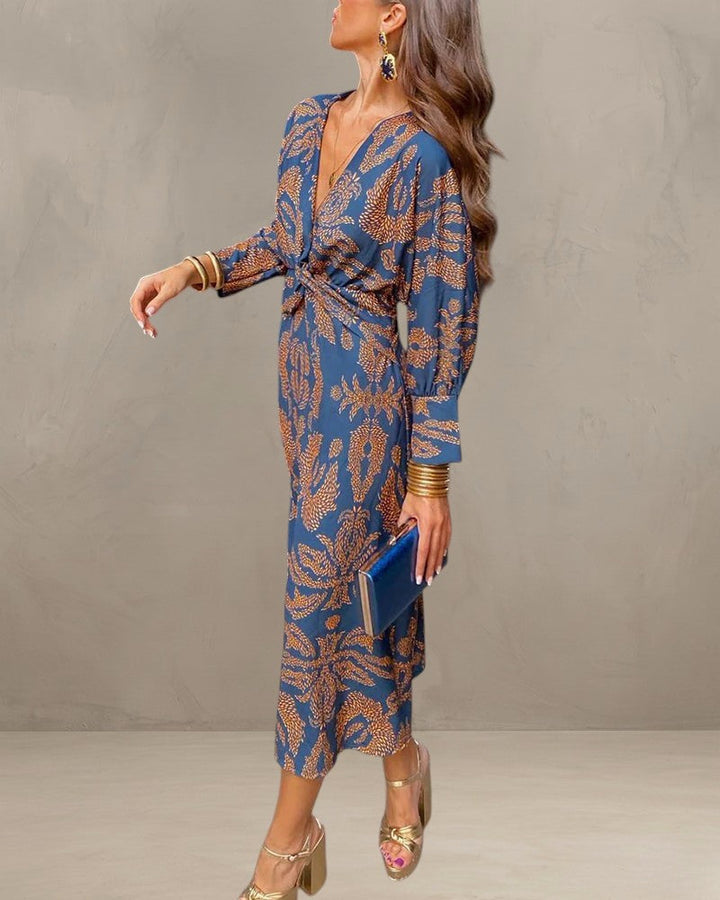 MINA | ABITO ELEGANTE CON MANICHE LUNGHE E STAMPA FLOREALE
