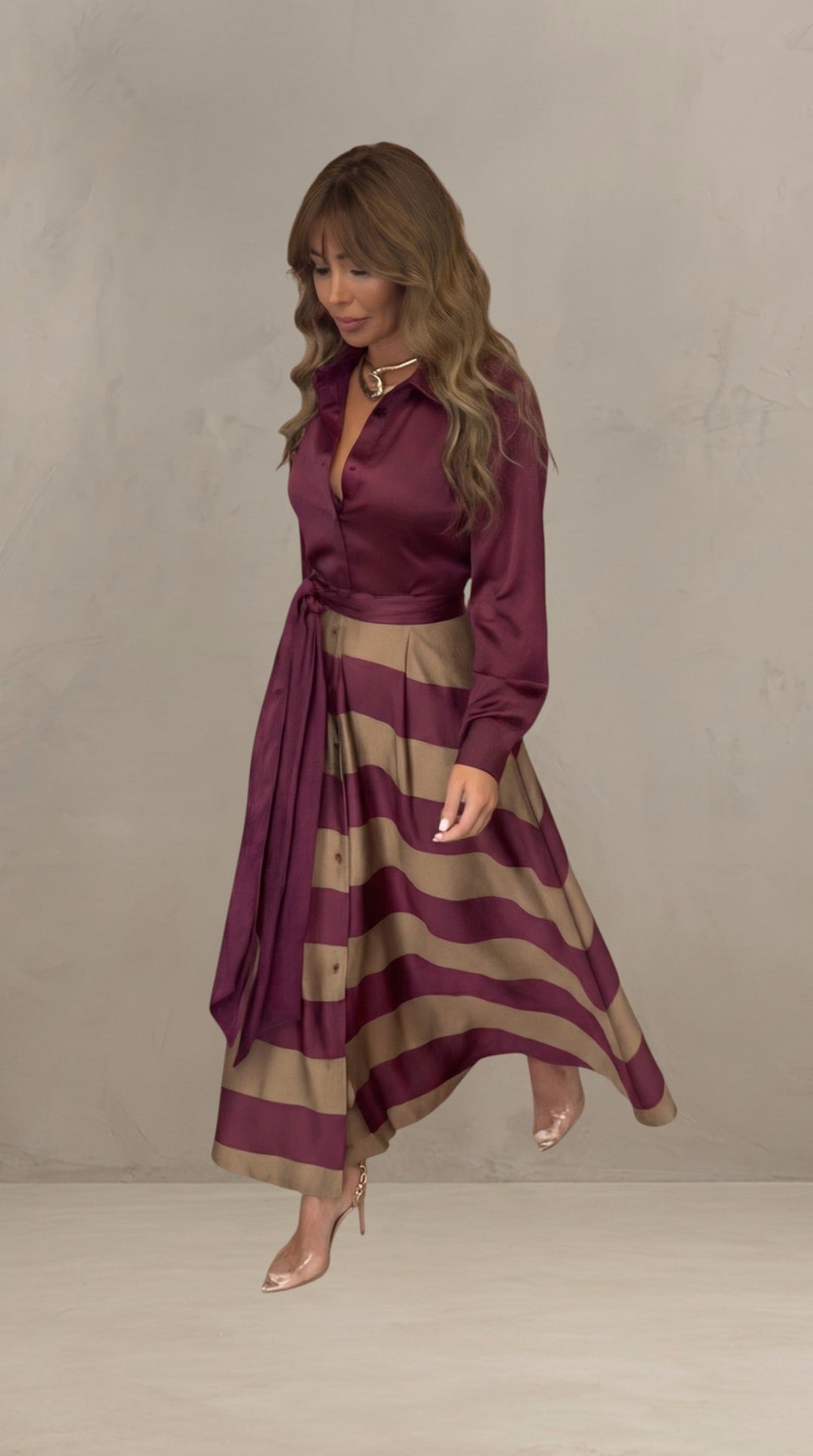 MILA | ABITO MAXI A RIGHE