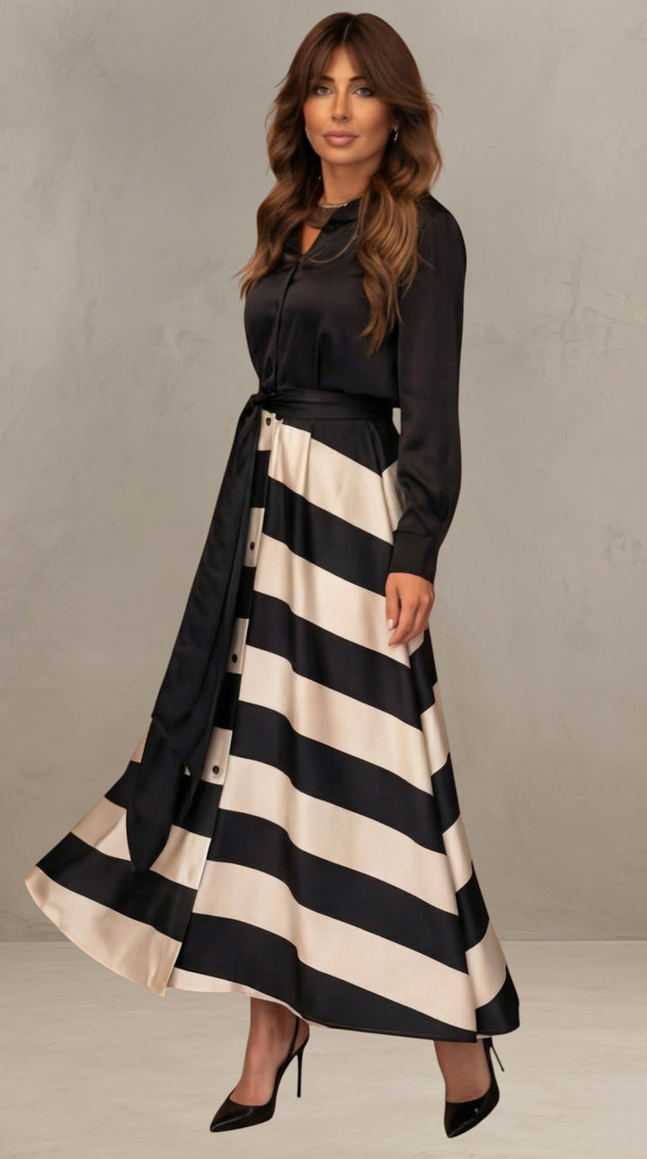 MILA | ABITO MAXI A RIGHE