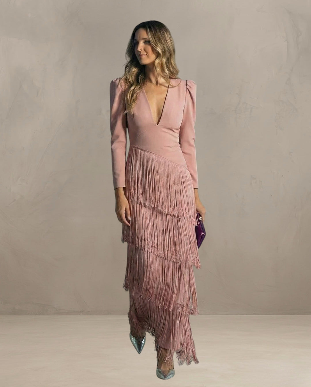 KLARA | ABITO ELEGANTE CON MANICHE FRANGIATE