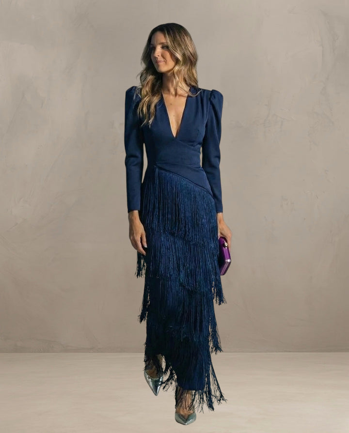 KLARA | ABITO ELEGANTE CON MANICHE FRANGIATE