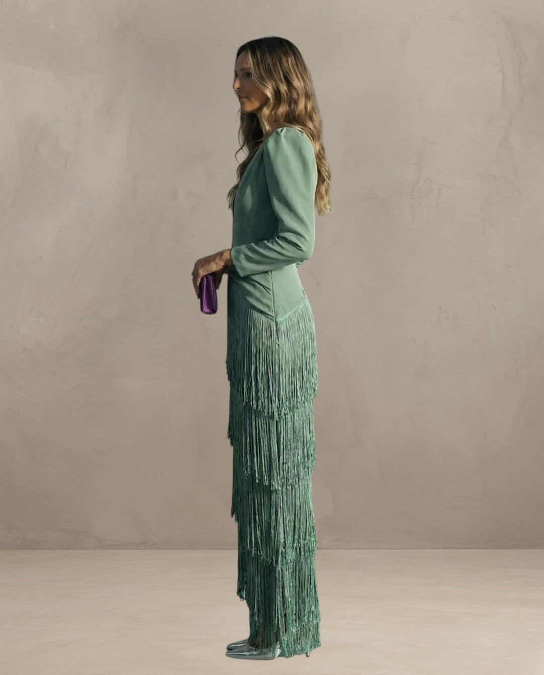 KLARA | ABITO ELEGANTE CON MANICHE FRANGIATE