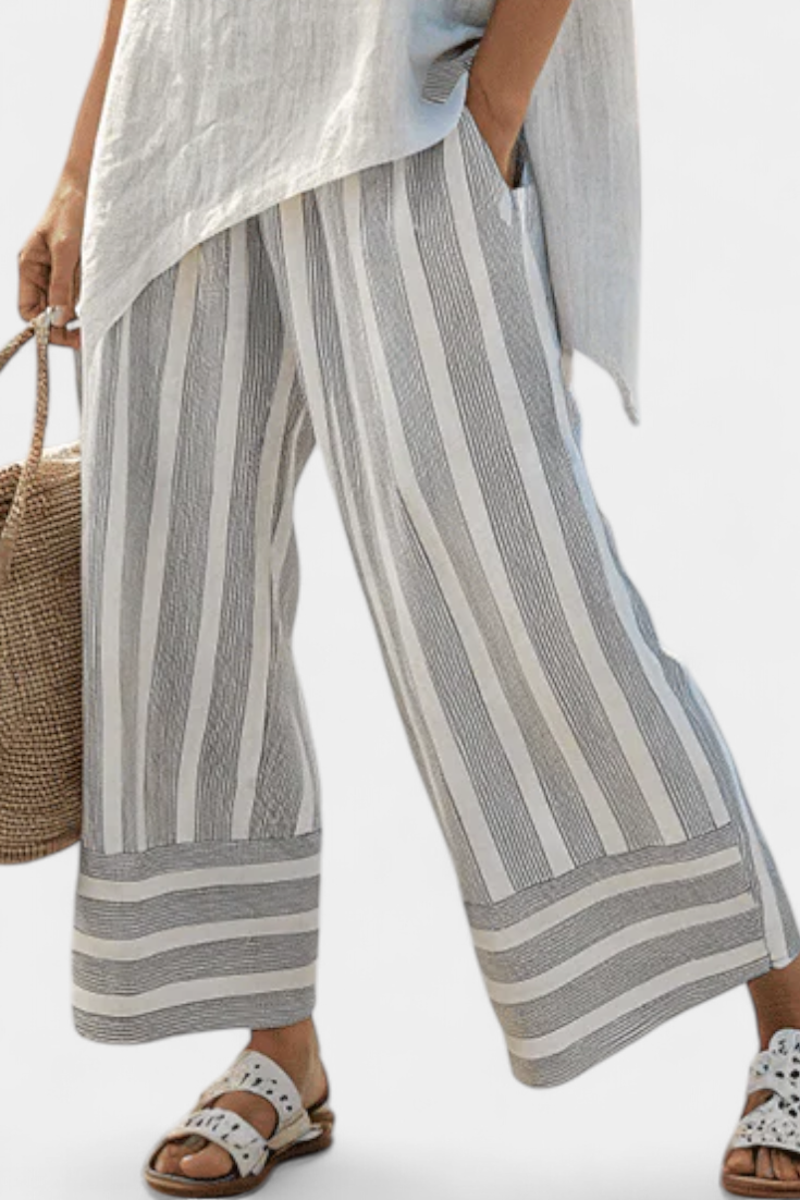 TALVORA | BLUSA ASIMMETRICA ELEGANTE E PANTALONI A RIGHE
