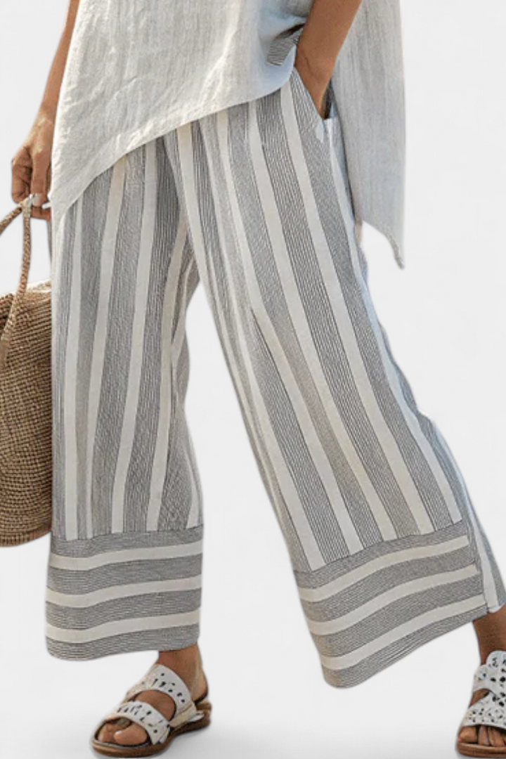 TALVORA | BLUSA ASIMMETRICA ELEGANTE E PANTALONI A RIGHE